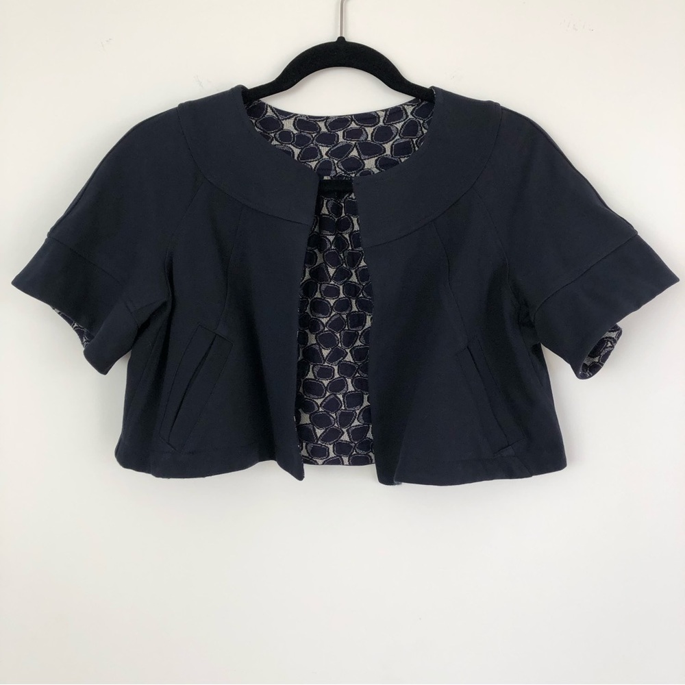 Dvf Crop Reversible Solid/Pattern Shrug Bolero - image 1